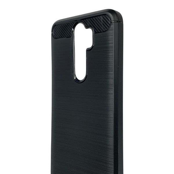 Чехол для телефона Xiaomi Redmi Note 8 Pro карбоновый противоударный с высокими бортами черный 0052396 фото