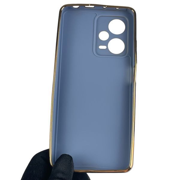 Чехол для Xiaomi Redmi Note 12 Pro plus 5G с золотой окантовкой защитой камеры на редми нот 12 про плюс синий 0000056 фото
