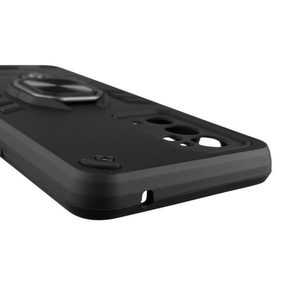 Чехол для телефона OnePlus 9RT бронированный с магнитным кольцом-держателем на ванплас 9рт чёрный 0025660 фото