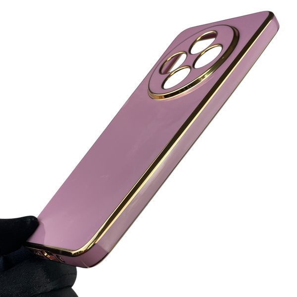 Чехол для Xiaomi Redmi 14C женский с золотой окантовкой с защитой камеры на сяоми редми 14с черничный 0013266 фото