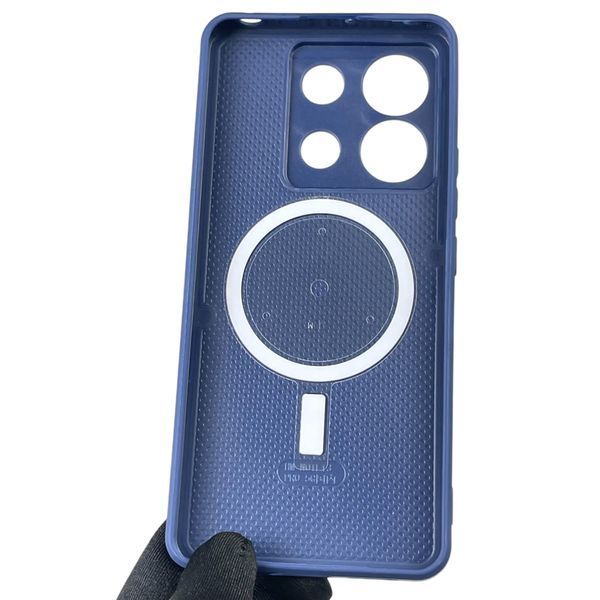 Чохол для Xiaomi POCO X6 з 3д ефектом з магнітом магсейф блискучий на сяомі поко х6 темно-синій 0012040 фото