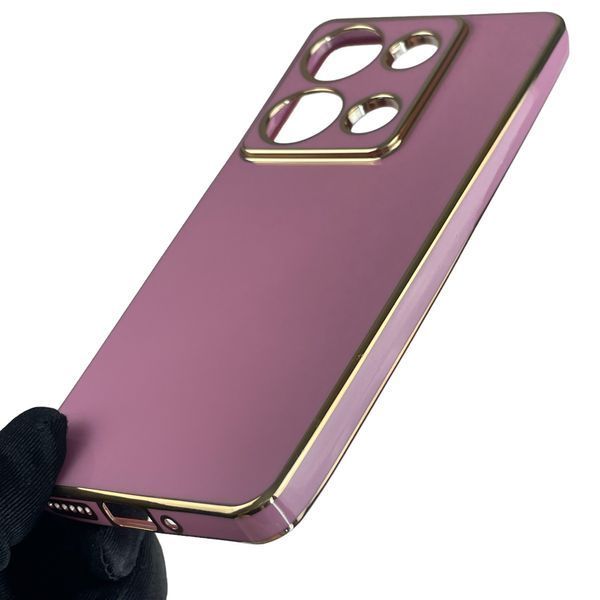 Чохол для Xiaomi POCO M6 Pro 4G глянсовий із золотою окантовкою із захистом камери на сяомі поко м6 про 4г 0008402 фото