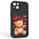 Чехол силиконовый оригинальный Soft Touch с 3D принтом милый мишка для Apple iPhone 13 черный (Полная защита камеры) 0043204 фото 1