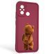 Чехол силиконовый оригинальный Soft Touch с 3D принтом смешного теда мишки для Xiaomi Redmi 12C бордовый (Полная защита камеры) 0048846 фото 1