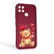 Чехол силиконовый Soft Touch с 3D принтом милый мишка для Realme C25Y бордовый (Полная защита камеры) 0044924 фото 1
