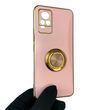 Чехол для Vivo V21E 4G с кольцом-подставкой с золотой окантовкой на виво в21е пудровый gs1