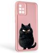 Чехол силиконовый Soft Touch с 3D принтом злой котик для Samsung Galaxy A71 (SM-A715F) розовый (Полная защита камеры)