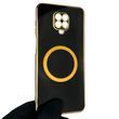 Чохол для Xiaomi Redmi Note 9S глянцевий з кільцем MagSafe із золотою окантовкою на сяомі редмі нот 9с чорний gs1