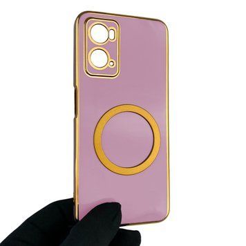 Чохол для OPPO A76 з кільцем MagSafe із золотою окантовкою на оппо а76 чорничний gs1 0022225 фото