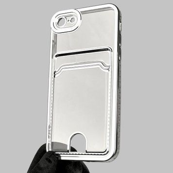 Чохол для Apple iPhone SE 2020 зі срібною окантовкою з кишенькою для карток на айфон се 2020 срібний 0013181 фото