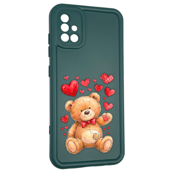 Чехол силиконовый оригинальный Soft Touch с 3D принтом милый мишка для Samsung Galaxy A51 (SM-A515F) темно-зеленый (Полная защита камеры) 0043514 фото