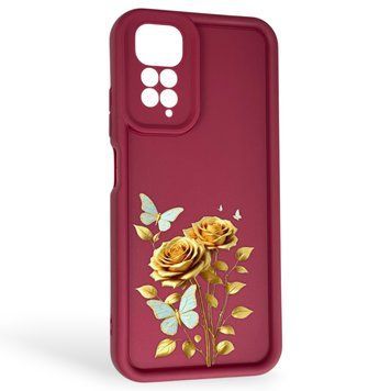 Чехол силиконовый Soft Touch с 3D принтом женским для Xiaomi Redmi Note 11s бордовый (Полная защита камеры) 0043049 фото
