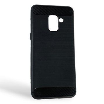 Чехол для телефона Samsung Galaxy A8 2018 (SM-A530F) карбоновый противоударный с высокими бортами черный 0052174 фото