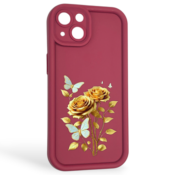Чохол силіконовий Soft Touch з 3D принтом жіночим для Apple iPhone 13 бордовий (Повний захист камери) 0042458 фото