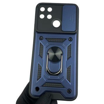 Чохол для Realme C21Y броньований із кільцем зі шторкою на камеру на реалі с21у темно-синій 0004136 фото
