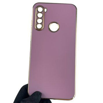 Чехол для Xiaomi Redmi Note 8T глянцевый с золотой окантовкой с защитой камеры на сяоми редми нот 8т сиреневый 0008346 фото