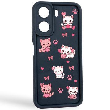 Чохол силіконовий Soft Touch з 3D принтом милі кошенята з лапками для Xiaomi Redmi 13C Чорний (Повний захист камери) 0059636 фото