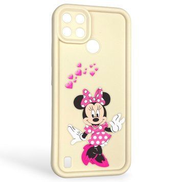 Чохол силіконовий оригінальний Soft Touch з 3D принтом чарівна мінні маус для Realme C21Y молочний (Повний захист камери) 0049613 фото