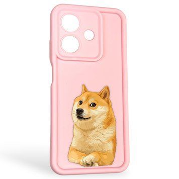Чохол силіконовий оригінальний Soft Touch з 3D принтом мему сібу для Oppo A3 рожевий (Повний захист камери) 0047341 фото