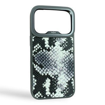 Чохол Kajsa Glamorous Leather Snake для iPhone 17 Pro сірий (MagSafe, металеве кільце камери, преміум) 0062001 фото