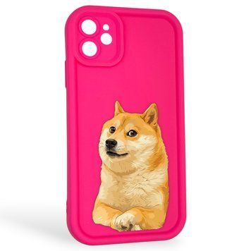 Чохол силіконовий оригінальний Soft Touch з 3D принтом мему сібу для Apple iPhone 11 малиновий (Повний захист камери) 0047291 фото