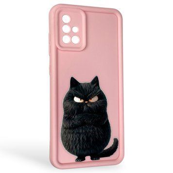 Чехол силиконовый Soft Touch с 3D принтом злой котик для Samsung Galaxy A71 (SM-A715F) розовый (Полная защита камеры) 0047015 фото