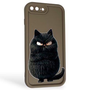 Чехол силиконовый Soft Touch с 3D принтом злой котик для Apple iPhone 8 Plus коричневый (Полная защита камеры) 0047235 фото