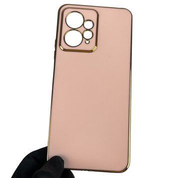 Чохол для Xiaomi Redmi Note 12 4G із золотою окантовкою із захистом камери на сяомі редмі нот 12 4г пудровий 0008254 фото