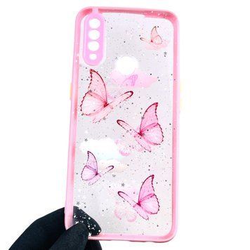 Чехол для Oppo A31 с блёстками с бабочками на оппо а31 розовый 0037577 фото