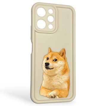 Чехол силиконовый оригинальный Soft Touch с 3D принтом мема сибу для Xiaomi Redmi 12 молочный (Полная защита камеры) 0047743 фото