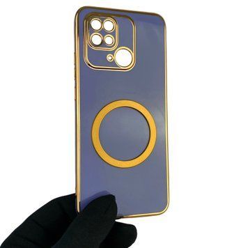 Чохол для Xiaomi Redmi 10C з кільцем MagSafe із золотою окантовкою на сяомі редмі 10с синій gs1 0022535 фото