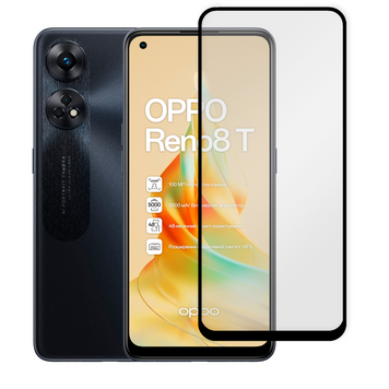 Захисне скло для телефона OPPO Reno 8T 4G протиударне повноекранне на оппо рено 8т 4г чорне 0038619 фото