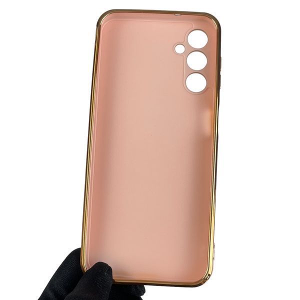 Чохол для Samsung Galaxy A14 4G SM-A145F глянсовий із золотою окантовкою із захистом камери на самсунг а14 пудровий 0000039 фото