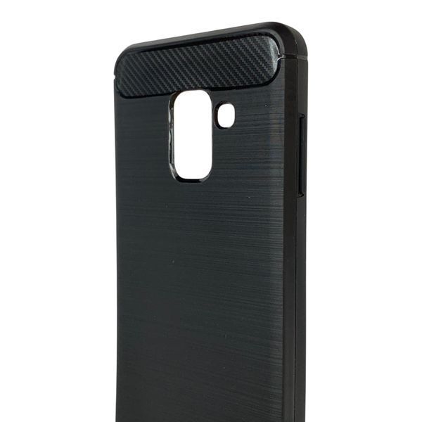 Чехол для телефона Samsung Galaxy A8 2018 (SM-A530F) карбоновый противоударный с высокими бортами черный 0052174 фото