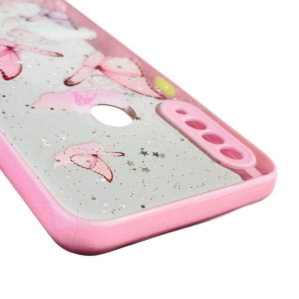 Чехол для Oppo A31 с блёстками с бабочками на оппо а31 розовый 0037577 фото