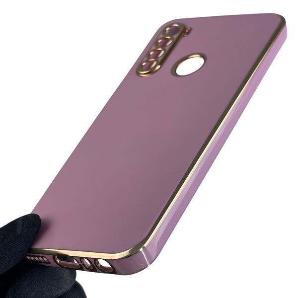 Чехол для Xiaomi Redmi Note 8T глянцевый с золотой окантовкой с защитой камеры на сяоми редми нот 8т сиреневый 0008346 фото