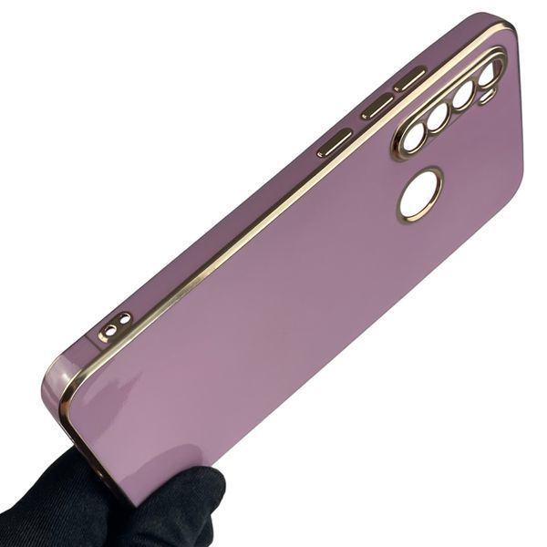 Чехол для Xiaomi Redmi Note 8T глянцевый с золотой окантовкой с защитой камеры на сяоми редми нот 8т сиреневый 0008346 фото