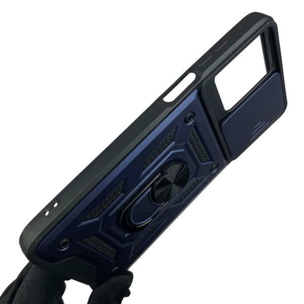 Чехол для Motorola Moto G13 (PAWS0015) бронированный с кольцом со шторкой на моторола г13 тёмно-синий 0004145 фото