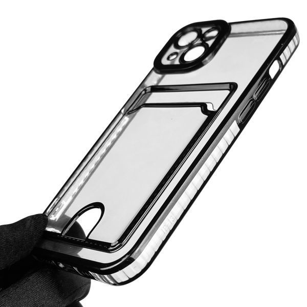Чехол для Apple iPhone 13 с чёрной окантовкой с карманом для карт на айфон 13 чёрный 0013001 фото
