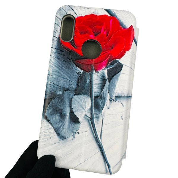 Чехол-книжка для Xiaomi Redmi Note 5 Pro с подставкой с рисунком розы на сяоми редми нот 5 про белая 0001383 фото