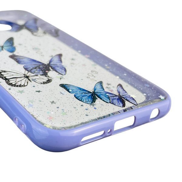 Чохол для Huawei Nova 3E з блискітками з метеликами на хуавей нова 3е бузковий 0037780 фото