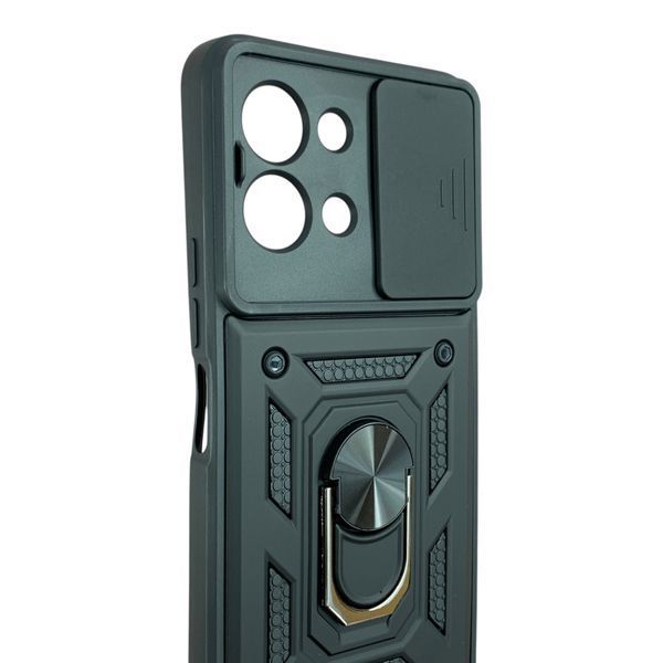 Чехол со шторкой камеры для Tecno Spark Go 3 (KN3) черный (кольцо-подставка, бронированный) 0059858 фото