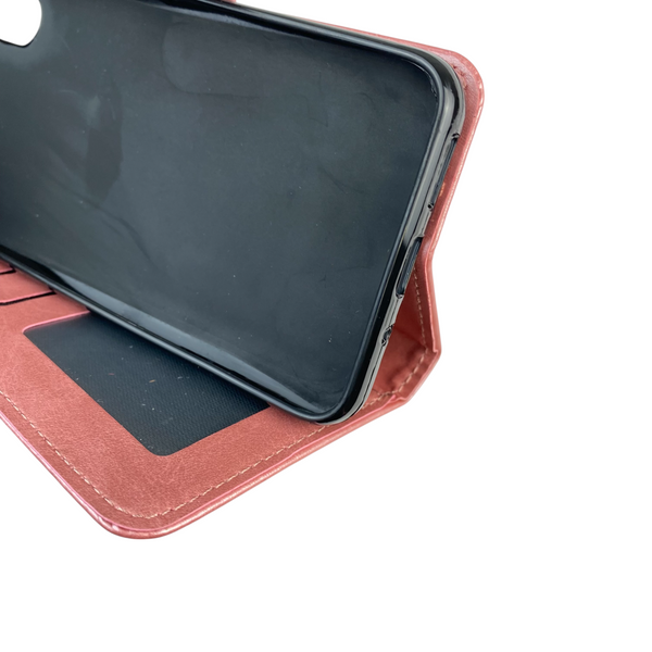 Чехол-книжка для телефона Xiaomi Redmi 9A кожанная с магнитной застежкой на сяоми редми 9а розовая 0025394 фото
