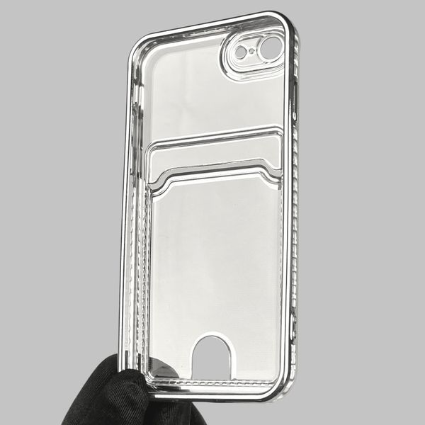 Чохол для Apple iPhone SE 2020 зі срібною окантовкою з кишенькою для карток на айфон се 2020 срібний 0013181 фото