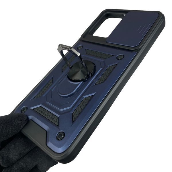 Чехол для Motorola Moto G13 (PAWS0015) бронированный с кольцом со шторкой на моторола г13 тёмно-синий 0004145 фото