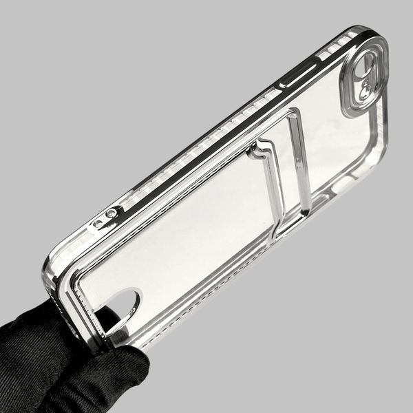Чохол для Apple iPhone SE 2020 зі срібною окантовкою з кишенькою для карток на айфон се 2020 срібний 0013181 фото