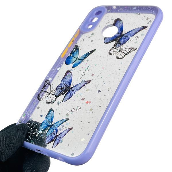 Чохол для Huawei Nova 3E з блискітками з метеликами на хуавей нова 3е бузковий 0037780 фото