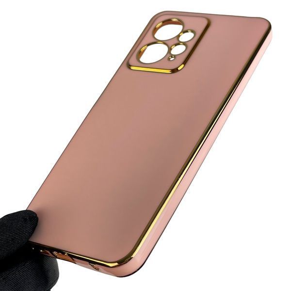 Чохол для Xiaomi Redmi Note 12 4G із золотою окантовкою із захистом камери на сяомі редмі нот 12 4г пудровий 0008254 фото