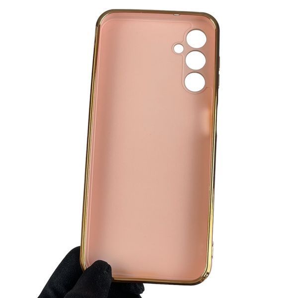 Чохол для Samsung Galaxy A14 5G SM-A146 глянсовий із золотою окантовкою із захистом камери на самсунг а14 пудровий 0000188 фото