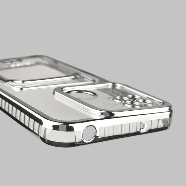 Чехол для Xiaomi Redmi 10A с серебряной окантовкой с карманом для карт на сяоми редми 10а серебряный 0013234 фото